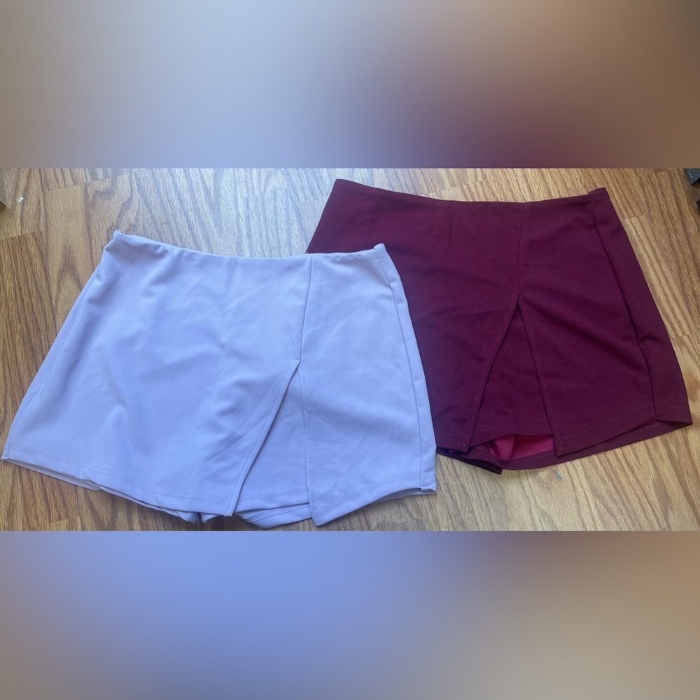 SHEIN Lavender and Burgundy Wrap Skorts